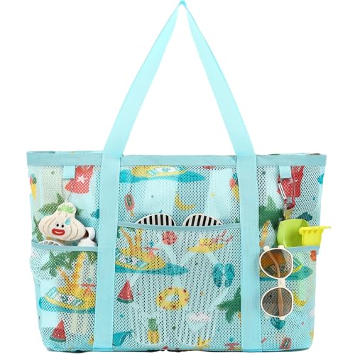 Image of Fammart Large Mesh Beach Bag for Women, Oversized Beach tote Swim Pool Bag