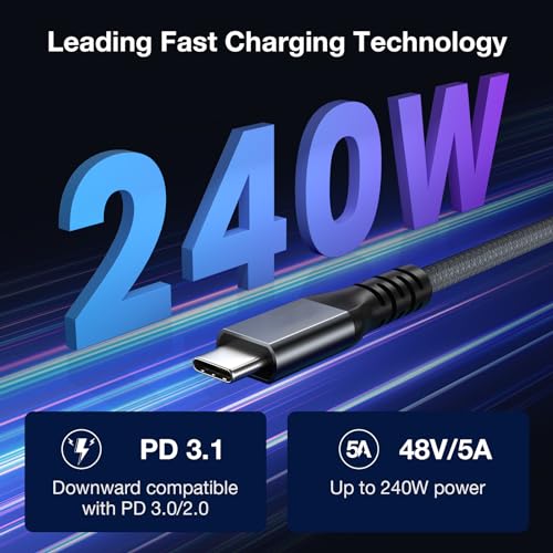 UseBean 240W USB4 Cable 0.3M 2Pack, USB C to USB C 40Gbps Data Cable 8K Video, Thunderbolt 4 Cord Compatible USB C 3.2 Gen 2 - Image 2