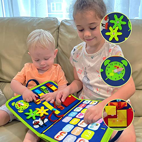 Image of LearnToy Dinosaur Montessori Learning Toy for Toddlers Ages 3-5 Years, Busy Sensory Board with Educational Activities, Travel-Friendly Developmental Skills Toy | Busy Sensory Board with Educational Activities, Travel-Friendly Developmental Skills Toy