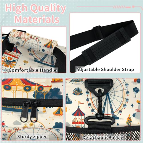 Cartoon Amusement Park Pictures Travel Duffle Bag - Waterproof weekend luggage bag, men's sports and fitness bag, delivery hospital storage bag, overnight luggage bag with pull rod cover2