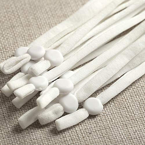 Veiren 100 Pieces Elastic Bands With Adjustable Buckle 5Mm High Elasticity Elastic Ropes String Cords For Diy Crafts Earloop Lanyard Earmuff Rope Jewelry Clothes Garment Sewing Making Supplies, White #TOP3