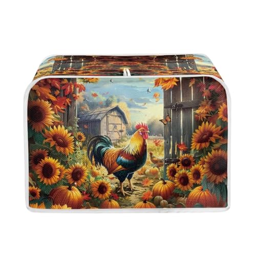 Salabomia Rooster Toaster Cover 2 Slice, Anti-Scratch Pumpkin Bread Dust Cover, Washable Anti-Sputtering, Orange, P58-14-158