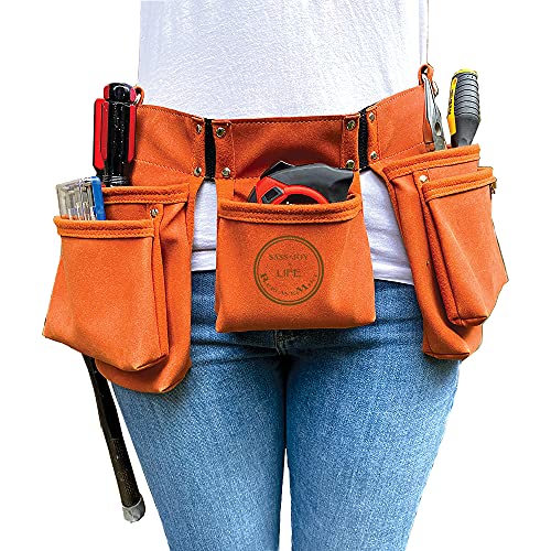 ReplaceMint Pink Tool Belt for Women - Women s Tool Belt for DIY & Home Improvement Projects - Great gift for Spring - 11 Pockets & 2 Metal Hammer Loops - MEDIUM-DUTY Tool Belt - Light Pink