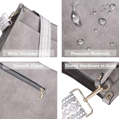 Image of AUYOCO Vegan Leather Crossbody Bags for Women, Crossbody Purse with Guitar Strap Zipped Pockets Handbag Shoulder Bag