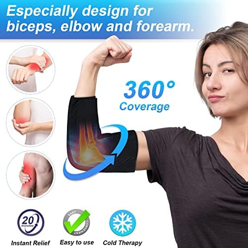 “Cold Compression Reusable Sleeve ComfiTECH Elbow Ice Pack for Pain Relief from Tendonitis