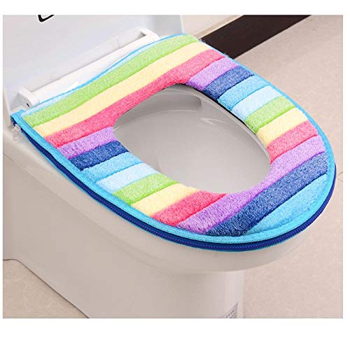 Universal WC-Sitzbezüge Exquisites Cartoon-Muster, zum Winter und Sommer Regenbogenfarbe dickes Korallenvlies Reißverschluss Sicherheit Toilettensitzkissen Toilettenkissenbezug-C3
