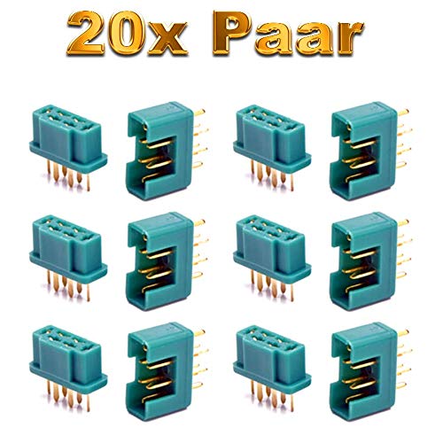 20 Connettori MPX 6 Pin Alta Corrente 35A – Contatti Dorati Per Modellismo, Mr. Spina Modellbau