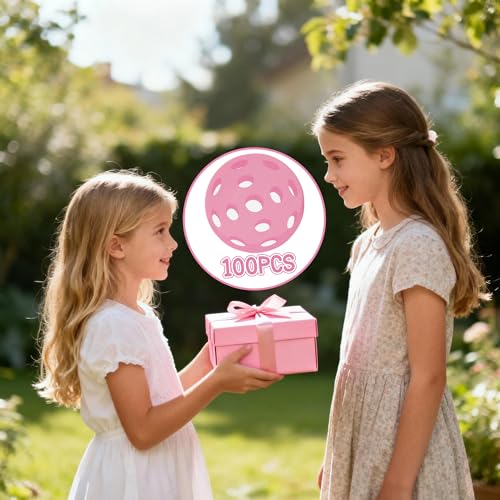 Image of Glitter Pickleball Cutouts - 100Pcs Pink Sport Ball Bulletin DIY Paper Cuts Party Decoration Pickleball Shaped Glitter Paper Cutouts for Girls Player Sport Party Supplies Birthday Classroom Wall Decor