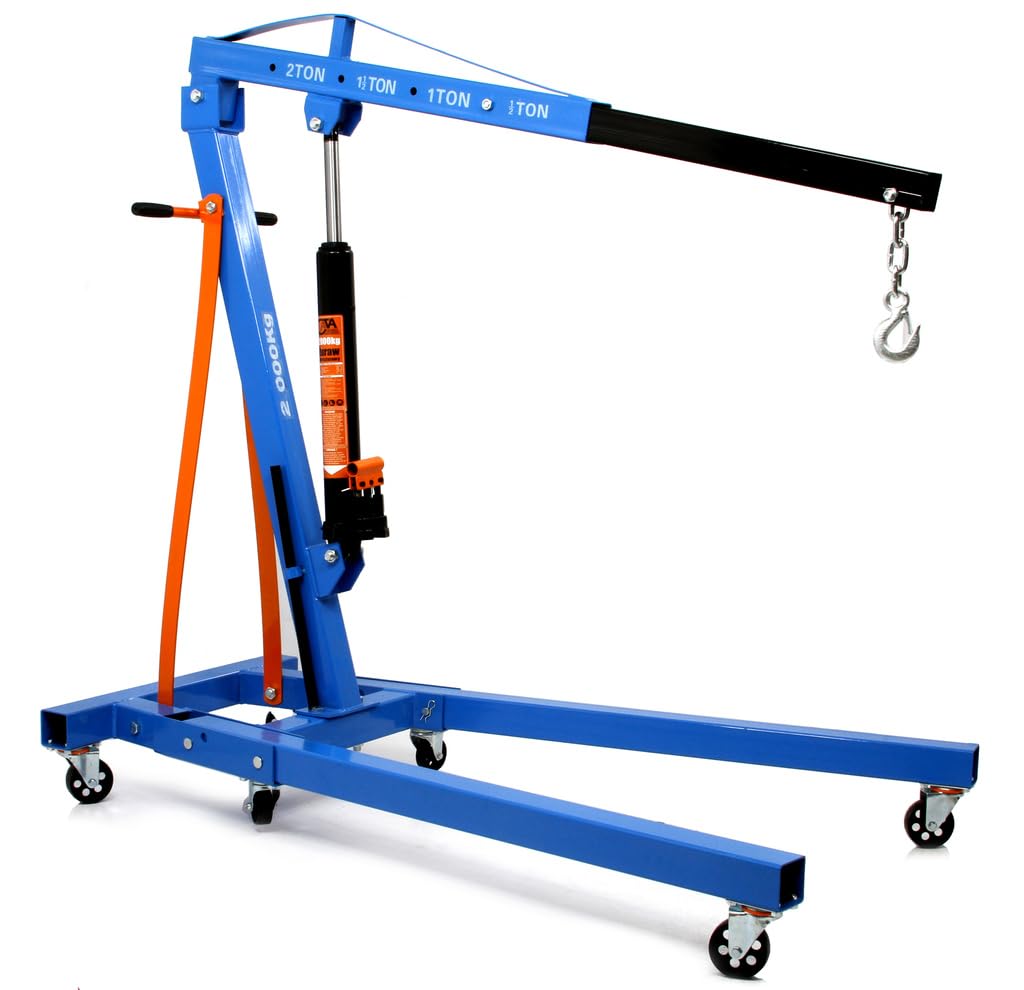 IMJ-Global Grue d'atelier 2 tonnes modèle M80405C avec bras réglable à 4 niveaux (500–2000 kg), levage jusqu'à 2270 mm, structure robuste et pliable avec chaîne et crochet inclus