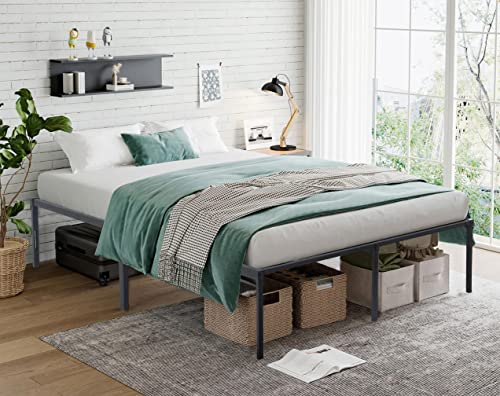 18 Inch King Bed Frames Foldable Easy Assembly Metal Bed Frame King With Steel Slat Support & Storage Space For Bedroom Camping Tent Noise Free No Box Spring Needed,Platform Bed Frame King Size #TOP2