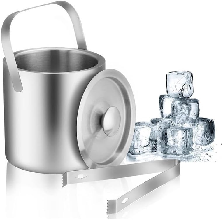 Stainless Steel Ice Bucket Double-layer Straight Bar Beer and Wine
