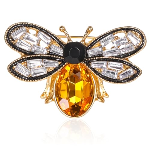 Image of Piriuuo Bee Brooch, Retro Rhinestone Brooch Pin, Yellow, Bee Brooch, Women Girls