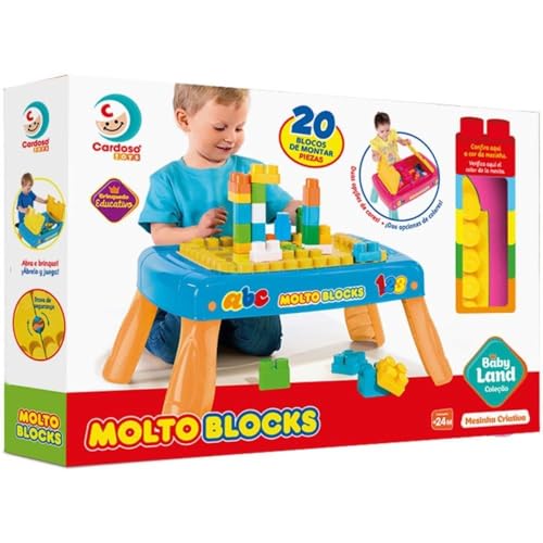 Mesinha Criativa, Cardoso Toys, com 20 blocos, Rosa