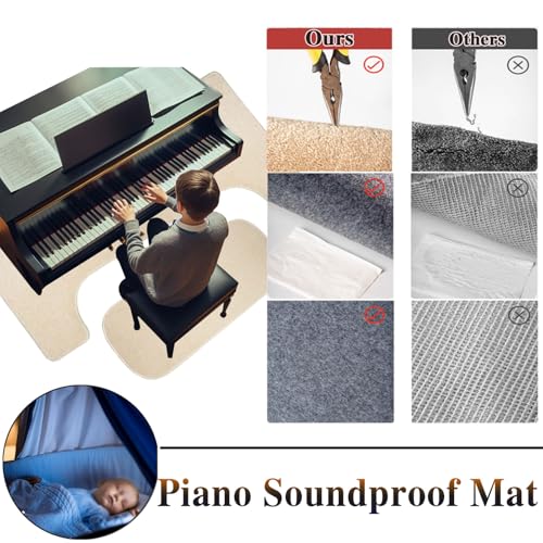 Tappeto insonorizzato per pianoforte verticale, protezione per moquette con cuscinetti acustici, tappetino antiscivolo, coperta per attenuare il rumore