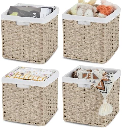 Bidtakay Wicker Storage Baskets for Organizing 4-Pack Hand-Woven ...