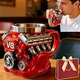 V8 Engine Coffee Mug, Retro Engine Coffee Mugs, Innovative V8 Coffees Mugs, Engine-Themed Coffee Mug, Cool Gifts for Car Guys, Valentine's Day, Birthday, Living Room Decoration as a Work of Art (1pc)