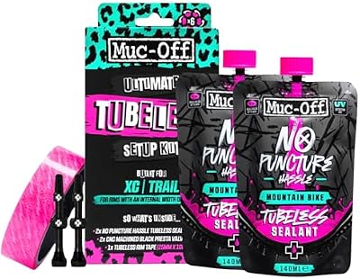 Muc-Off Ultimate Tubeless Setup Kit - Kit Sellador de Neumáticos para Reparación de Rueda de Bicicleta Tubeless, X-Country - Incluye Fondo de Llanta, Parches, Válvulas y Sellador de Ruedas
