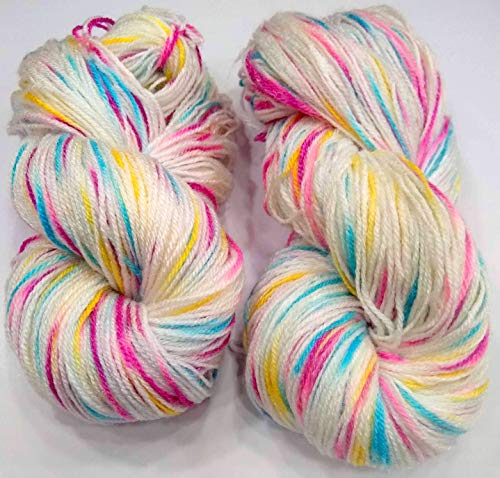 Oswal Knitting Yarn Wool Multi White Blue Pink Yellow 200gm. Woolen Crochet Yarn Thread. Wool Yarn for Knitting. Woolen Thread.