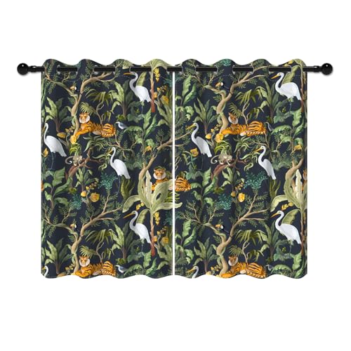 YONGFOTO 107x160cm Jungle Safari Rideaux occultants pour Chambre Vert Forêt Tropicale Faune Tigre...