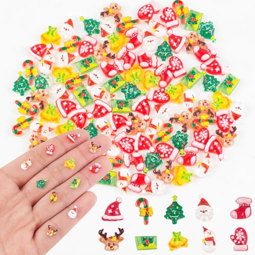 100 Pieces Tiny Christmas Decorations for Dollhouse Micro Resin Decor for Crafts Mini Things for Fairy Garden Micro Landscaping Decoration Style 5