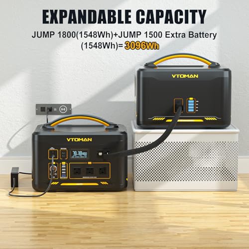 Image of VTOMAN 3096Wh Solar Generator with 200W Solar Panel & Extra Battery, 1800W (Peak 3600W) LiFePO4 Battery Large Capacity Portable Power Station for Power Outages, RV, Camping, Backup, Emergencies