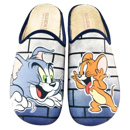 VULCA-BICHA S.L. - Zapatillas de casa Tom y Jerry. Plantilla Acolchada y extraíble.435192 Sintético Hombre Color: Marino Talla: 43