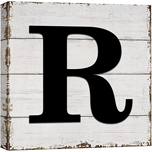 wall26 Canvas Wall Art English Letter Wood Background Home Wall Decorations for Bedroom Living Room Paintings Canvas Prints Framed - 12x12 inches
