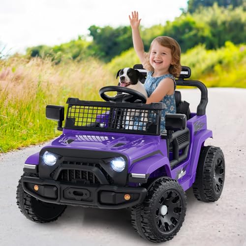 Image of Costzon Kids Ride on Car Truck, Electric Vehicle (Purple,34 inch x 23 inch x 21 inch)