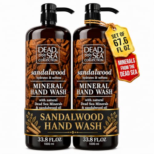 Image of Dead Sea Collection Hand Soap Pump Sandalwood - Moisturizing Hand Wash Liquid with Dead Sea Minerals and Sandalwood Oil - Hydrates and Softens - Pack of 2 (33.8 Fl Oz Each) - 67.6 Fl Oz Total