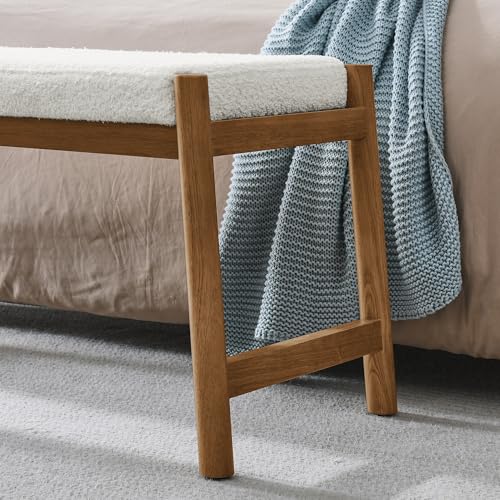 Upholstered-Entryway-Bench-Bedroom-Bench-for-End-of-Bed-Dining-Bench-with-Padded-Seat-for-Kitchen-Living-Room-Fabric-Rubber-Wood-Indoor-Bench-Brown-2 Upholstered Entryway Bench Bedroom Bench for End of Bed Dining Bench with Padded Seat for Kitchen Living Room Fabric Rubber Wood Indoor Bench Brown 2