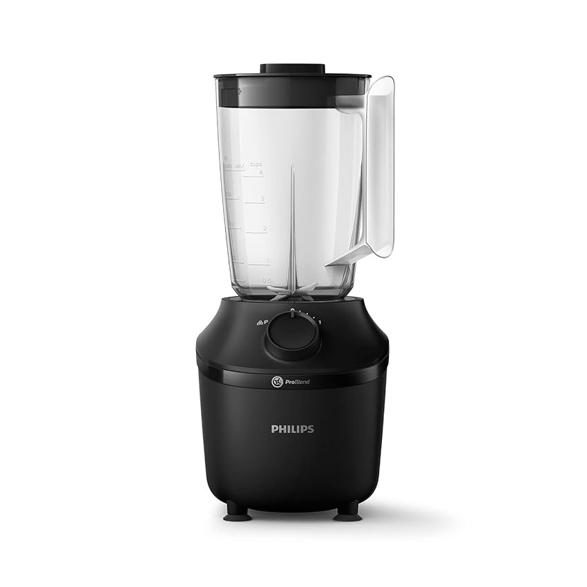 Philips Domestic Appliances Frullatore Con Base, 450 Watt, Tecnologia Problend, 1,9 Litri Serbatoio In Plastica, Incl. Bottiglia Per Bere, Nero, HR2041/41