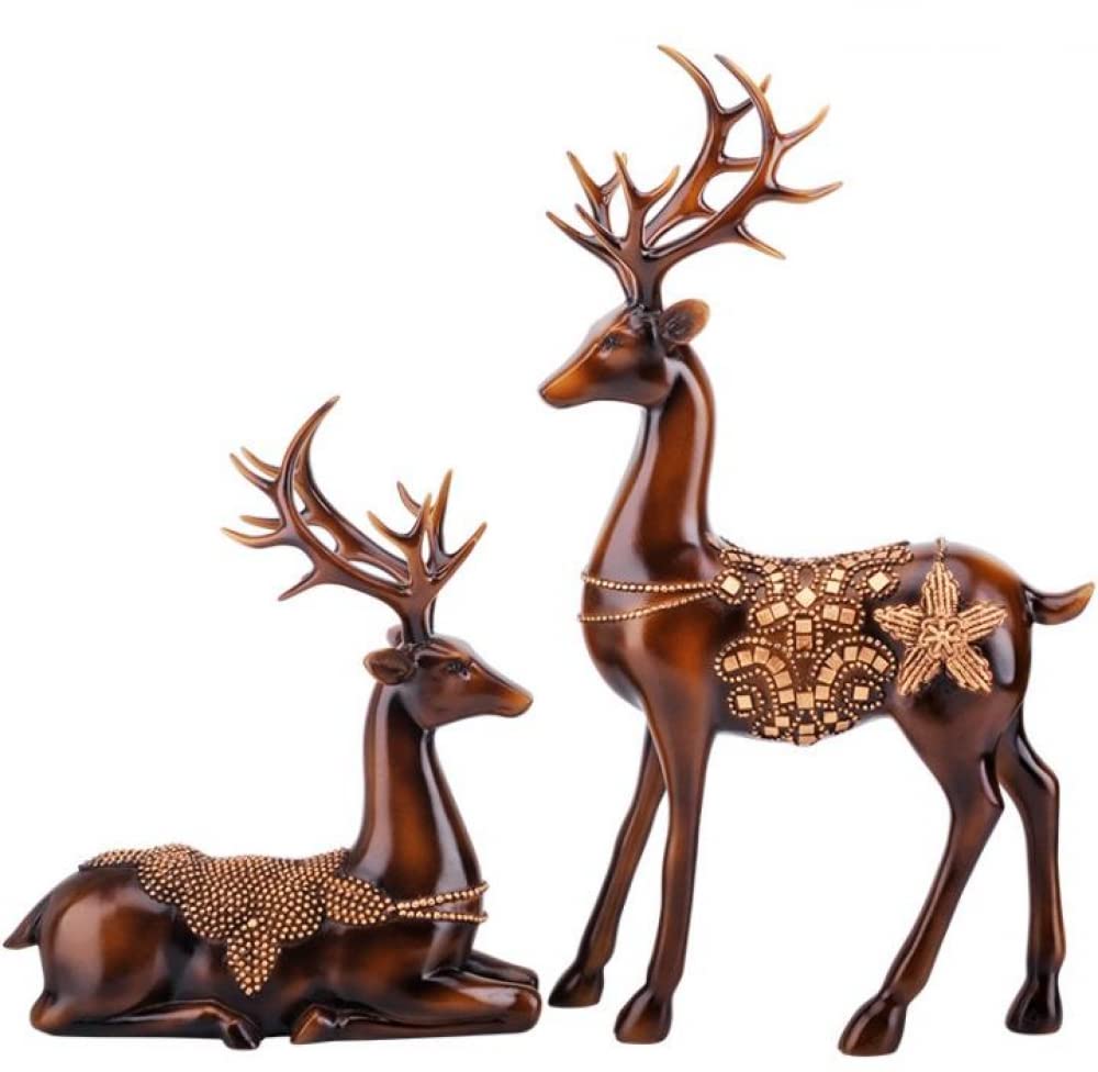 VHKJewE 2Pcs Individuality Deer Figurine Statue Home Office Tabletop Ornament Elegant Supplies