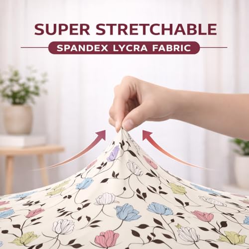 Image of STITCHNEST 'Contour Fit Series' Stretchable Printed Wooden Sofa Cover (Pack of 10) - Elastic Wooden Chair Cover | Wooden Sofa Seat Cover | Size - 20-21 x 20-21 x 3-5 in