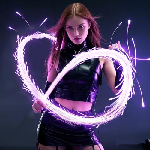 BENEVIBE Space Whip LED Fiber Optic Light Rave Toys EDM Flow Sparkle Dance Festival Orbit 360° Swivel Super Bright 40 Display Modes