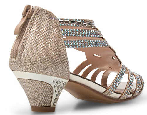Image of Olivia K Girl's Cute Adorable Strappy Glitter Open Toe Heel Sandals - Adjustable buckle