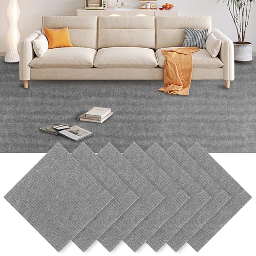 GBACHOOSE 30 Stück Teppichfliesen 30x30 cm, Teppichfliesen Selbstklebend, Teppichboden, Teppich Fliesen, Teppichfliesen Selbstliegend für Büro, Wohnzimmer, Balkon (Hellgrau)