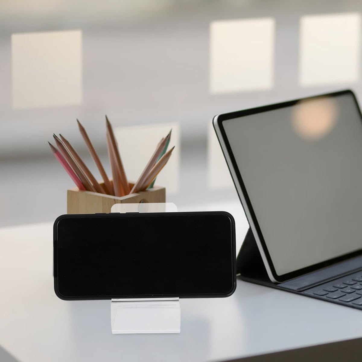 Ipetboom Soporte Transparente para Teléfono Móvil de Escritorio 15 Piezas Compacto y Compatible con Múltiples Modelos Adecuado para Oficina Dormitorio y Cocina
