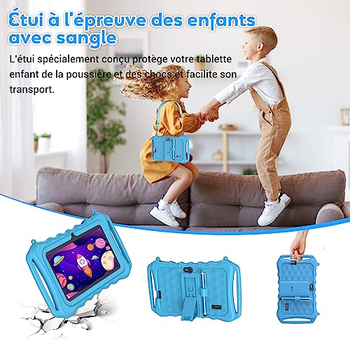 XGODY Tablet für Kinder, 7 Zoll Kids Tablet, Touchscreen, 3 GB RAM, 32 GB ROM, Android 12, Lerntablett mit Tasche, WiFi, Kindersicherung, doppelte Kamera, Spiele, Bluetooth, Lerntablett (blau) – Bild 7