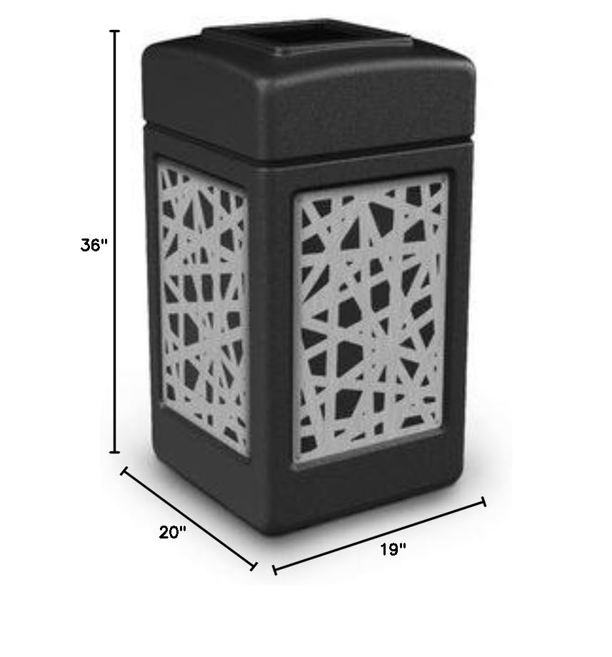 Image of Precision Series 42-Gal Trash Can with Panel Color: Black