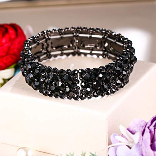EVER FAITH Women's Round Austrian Crystal Elegant Bridal Stretch Bracelet3