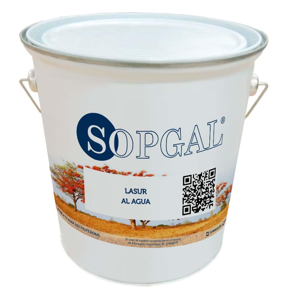 Barniz Poro Abierto para Madera 4L Base Agua Nogal Sopgal | Penetra sin formar película. Realza la veta, repele el agua y permite que la madera transpire. Interior y exterior.