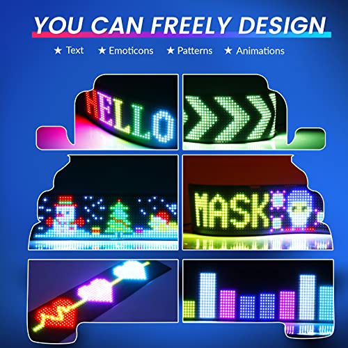 Kjoy Bluetooth App Control Led Sign, 14.6''X3.6'' Flexible Usb 5V Led Car Signs Programmable Led Sign Custom Text Pattern Animation Scrolling Led Display For Car Store Party Bar Hotel Concert #TOP5
