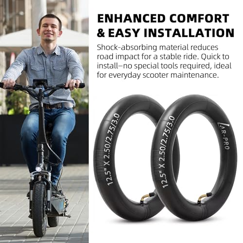 Image of AR-PRO 12.5 x 2.5 /2.75 /3.0 Scooter Inner Tubes with TR87 Angled Valve Stems - Heavy-Duty Tubes Compatible with Razor Pocket Mod, MX350, MX400, Schwinn GT, Currie, and Mini Dirt Bikes (2-Pack)