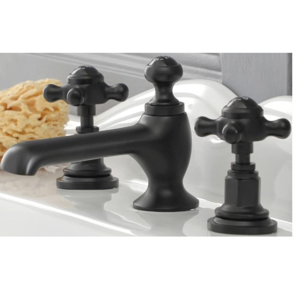 Milano Black Elizabeth 3 Tap Hole Basin Mixer Tap Crosshead Handles