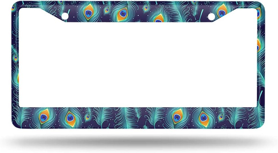 Green Blue Peacock Feather License Plate Frame Beautiful Animal License Plate Holder Bird Car Tag Frame License Plate Car Accessories 2 Holes Novelty Auto Car Tag Vanity Present image 2