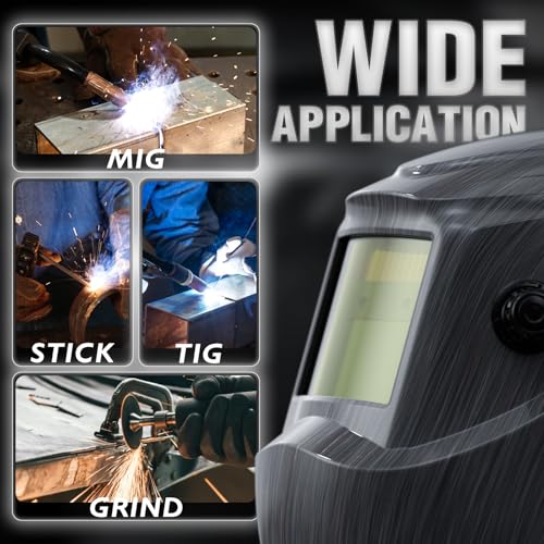 Image of YESWELDER Auto Darkening Welding Helmet, Blue Light Blocking, 1 /1 /1 /1 True Color Solar Powered Welding Hood with 2 Arc Sensors, Wide Shade 3.5 /9-15 Welder Mask for TIG MIG ARC and Grind