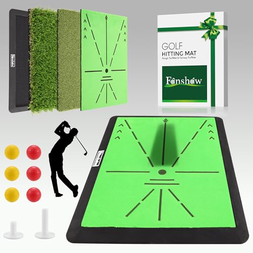 Golf Hitting Mats Training Equipment, Portable Golf Mat with Longer Swing Path Trajectory, 3-in...