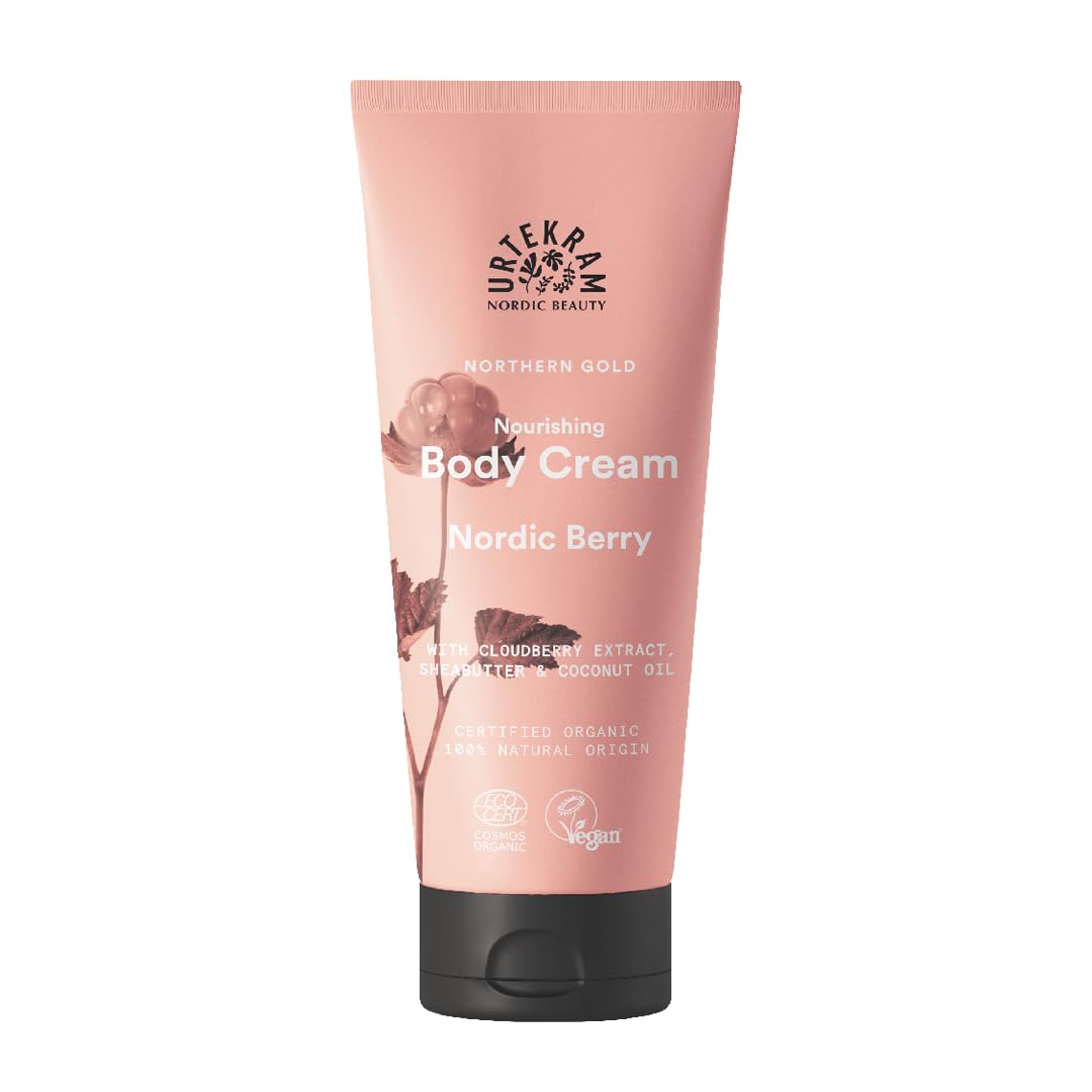 Urtekram Nordic Berry Body Cream – Rich with Aloe Vera, Shea Butter, Coconut Oil & Cloudberry – Moisturizing, Nourishing & Silky soft skin – Vegan & natural – 200 ml