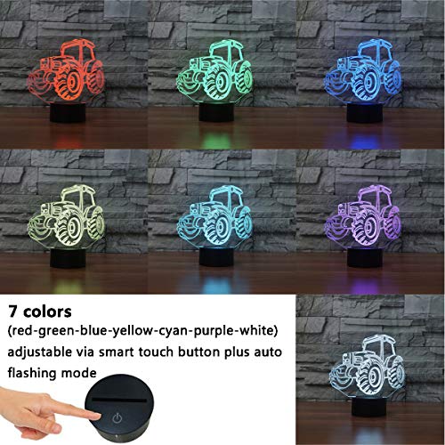 3D Illusion Lampe LED Nachtlicht, EASEHOME Optische 3D-Illusions-Lampen Tischlampe Nachtlichter 7 Farben… – Bild 3