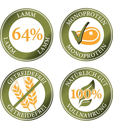 Bellfor Heide-Menü Hundefutter Nass mit Frischem Lammfleisch 6 x 400 g - Getreidefrei Ohne Soja, Zucker, Synthetische Farb-, Konservierungs- und Aromastoffe